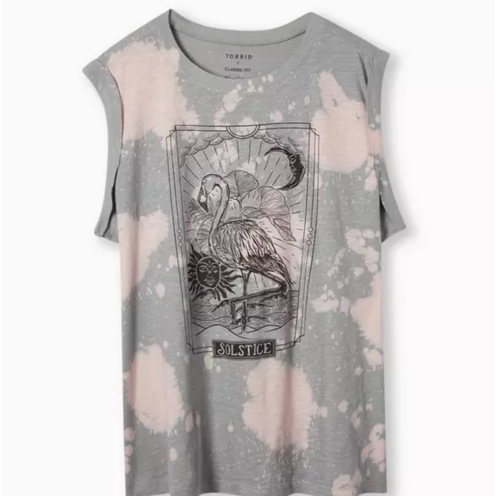 Torrid Gray and Pink Graphic Muscle Tee